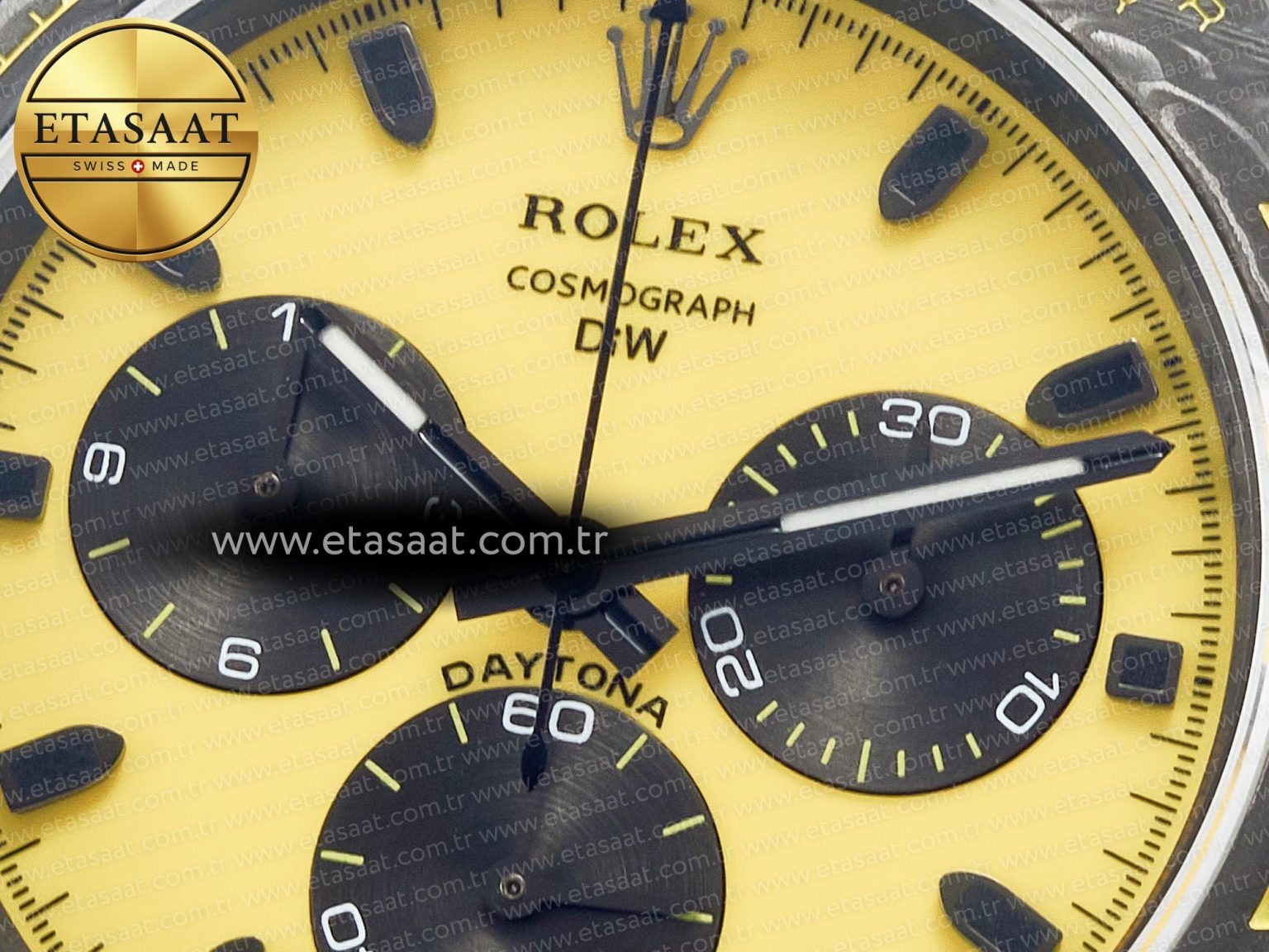 Daytona DIW Yellow Carbon N6F 1:1 Best Edition Yellow/Black Dial on Black Nylon Strap SA4130 V2 - Görsel 11