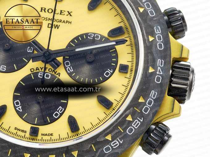 Daytona DIW Yellow Carbon N6F 1:1 Best Edition Yellow/Black Dial on Black Nylon Strap SA4130 V2 - Görsel 12