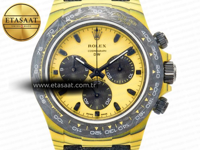 Daytona DIW Yellow Carbon N6F 1:1 Best Edition Yellow/Black Dial on Black Nylon Strap SA4130 V2 - Görsel 4