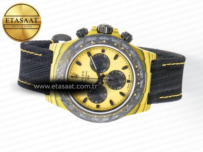 Daytona DIW Yellow Carbon N6F 1:1 Best Edition Yellow/Black Dial on Black Nylon Strap SA4130 V2 - Görsel 9