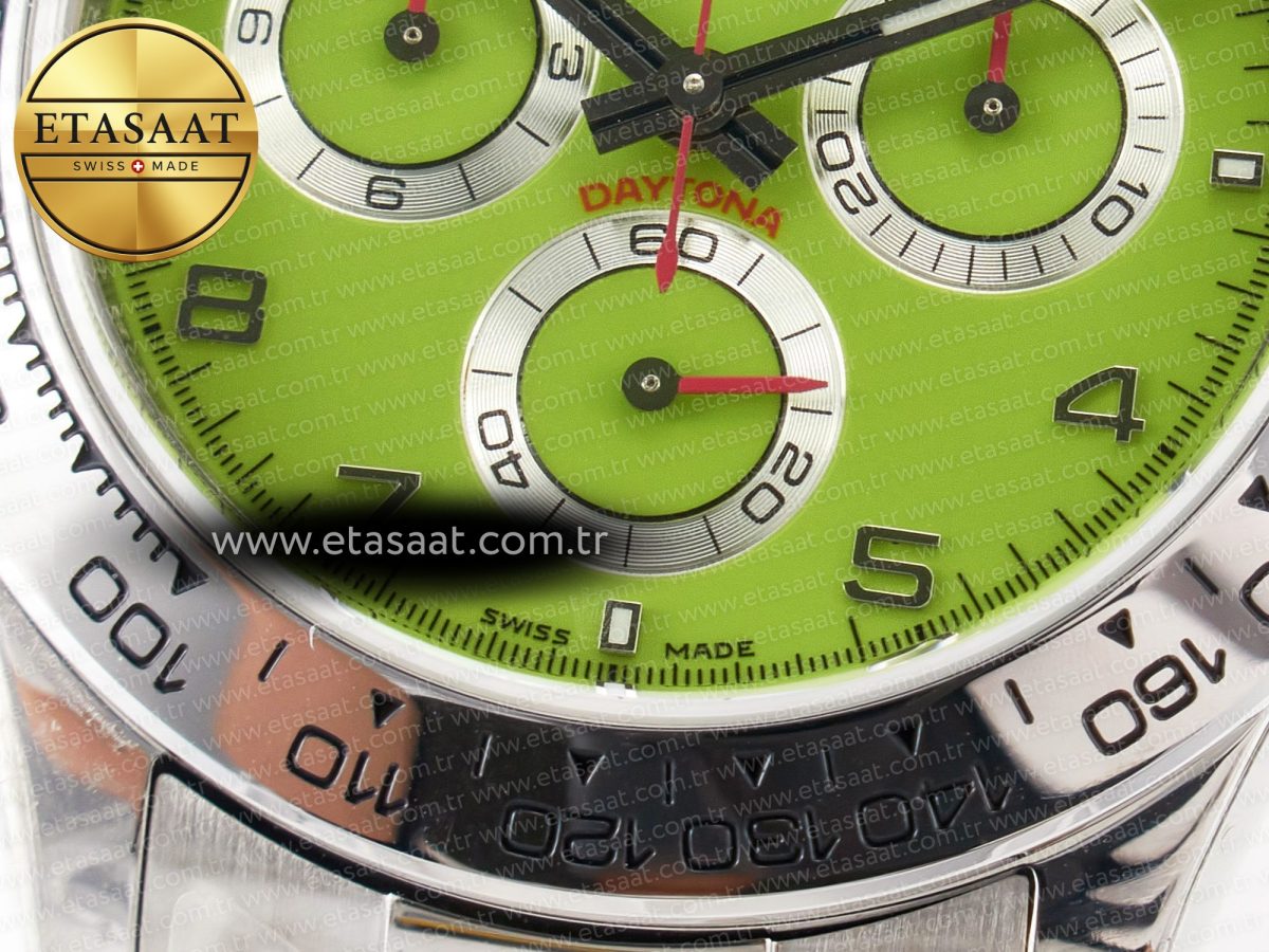 Daytona SS Bezel Noob Best Edition Green Dial Numbers Markers on SS Oyster Bracelet SA4130 - Görsel 13