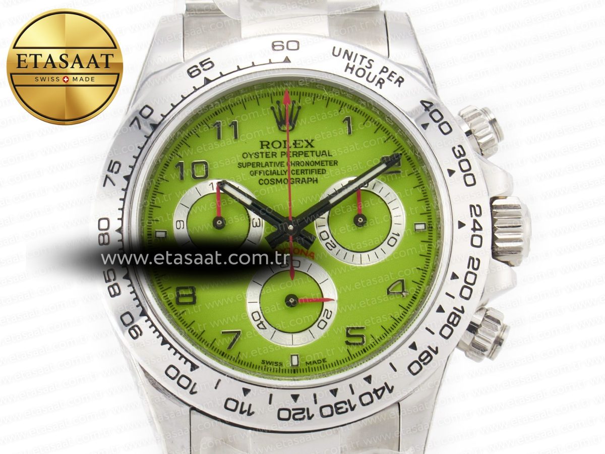 Daytona SS Bezel Noob Best Edition Green Dial Numbers Markers on SS Oyster Bracelet SA4130 - Görsel 4
