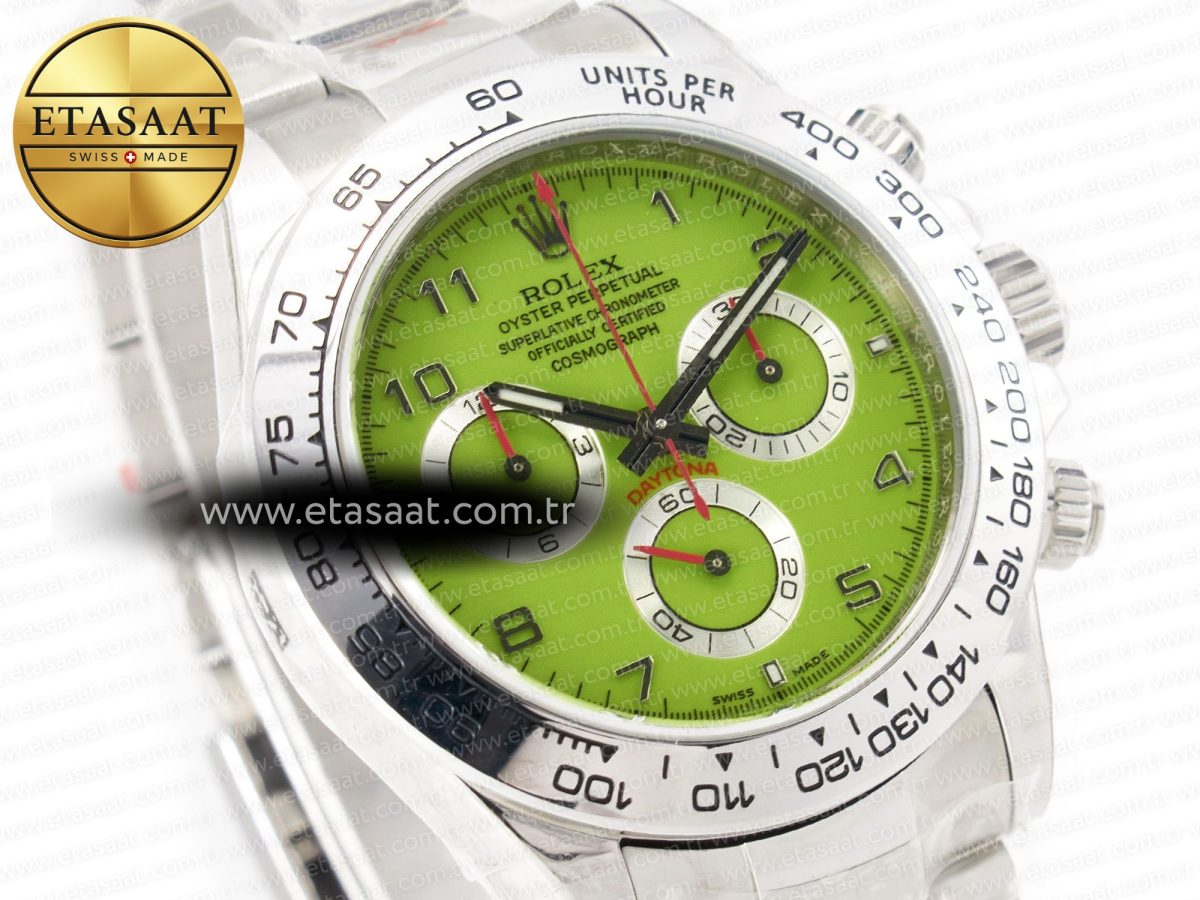 Daytona SS Bezel Noob Best Edition Green Dial Numbers Markers on SS Oyster Bracelet SA4130 - Görsel 5