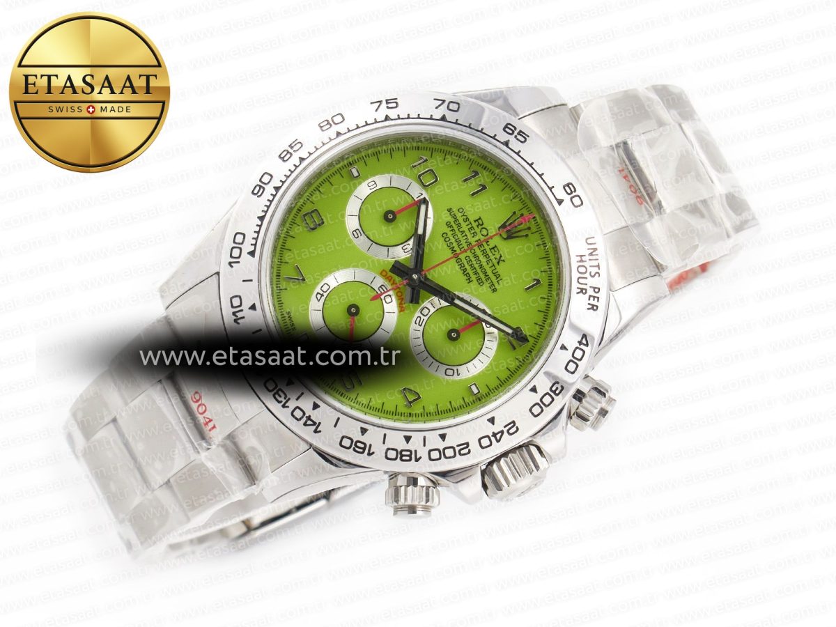 Daytona SS Bezel Noob Best Edition Green Dial Numbers Markers on SS Oyster Bracelet SA4130 - Görsel 8