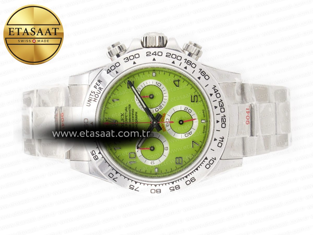 Daytona SS Bezel Noob Best Edition Green Dial Numbers Markers on SS Oyster Bracelet SA4130 - Görsel 9