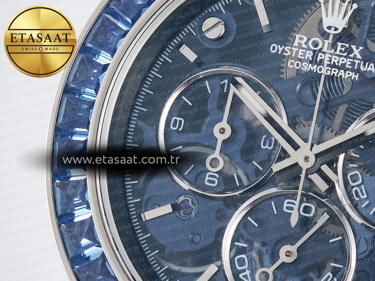 Daytona ZIF REMOULD White Carbon GETF Best Edition Blue Skeleton Dial Blue Diamonds Bezel on Blue Nylon Strap DD4802 - Görsel 13