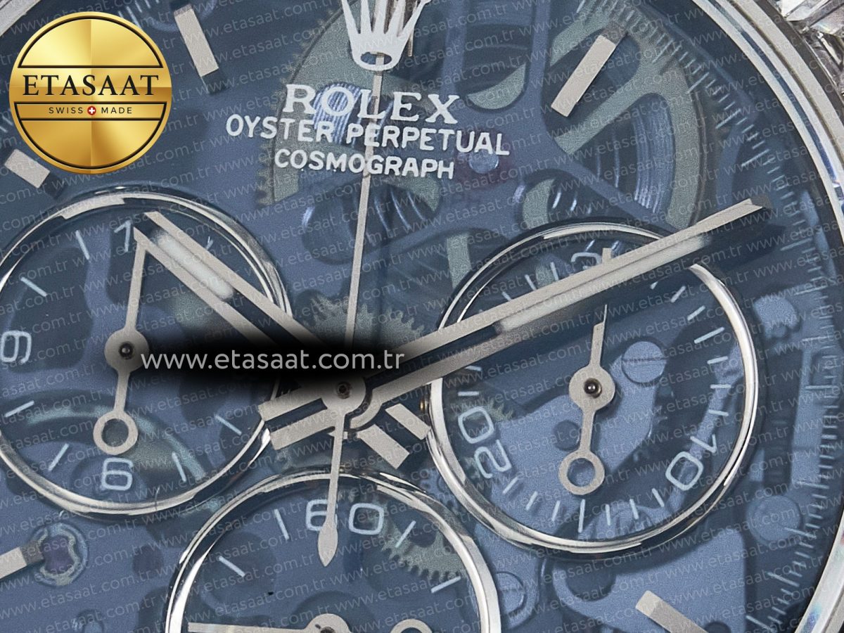 Daytona ZIF REMOULD White Carbon GETF Best Edition Blue Skeleton Dial Diamonds Bezel on Blue Nylon Strap DD4802 - Görsel 10