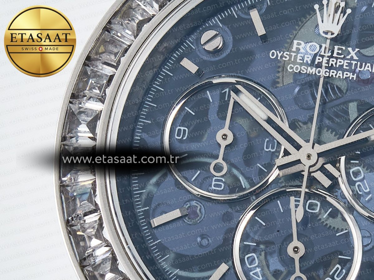 Daytona ZIF REMOULD White Carbon GETF Best Edition Blue Skeleton Dial Diamonds Bezel on Blue Nylon Strap DD4802 - Görsel 13