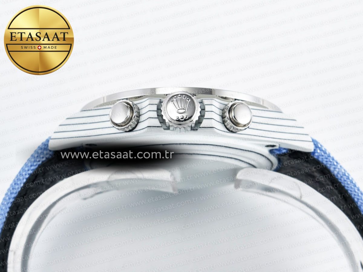 Daytona ZIF REMOULD White Carbon GETF Best Edition Blue Skeleton Dial Diamonds Bezel on Blue Nylon Strap DD4802 - Görsel 16
