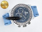 Daytona ZIF REMOULD White Carbon GETF Best Edition Blue Skeleton Dial Diamonds Bezel on Blue Nylon Strap DD4802 - Görsel 8