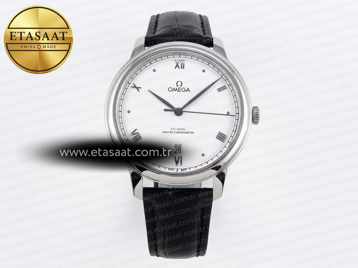 Omega De Ville Date White On Black Leather Strap A8800 - Görsel 3