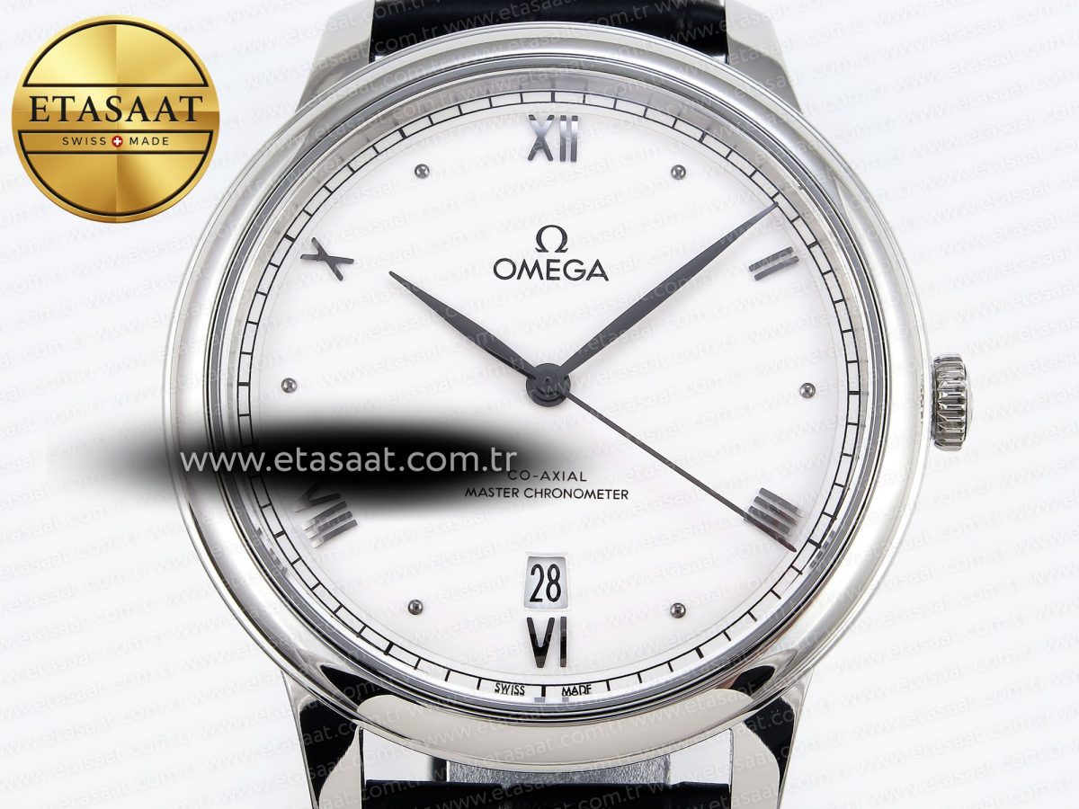 Omega De Ville Date White On Black Leather Strap A8800 - Görsel 4