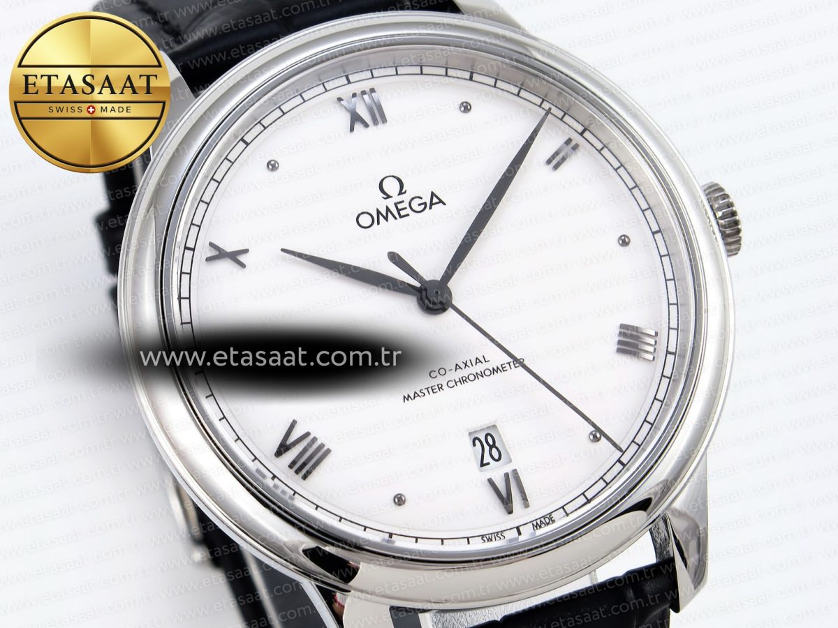 Omega De Ville Date White On Black Leather Strap A8800 - Görsel 5