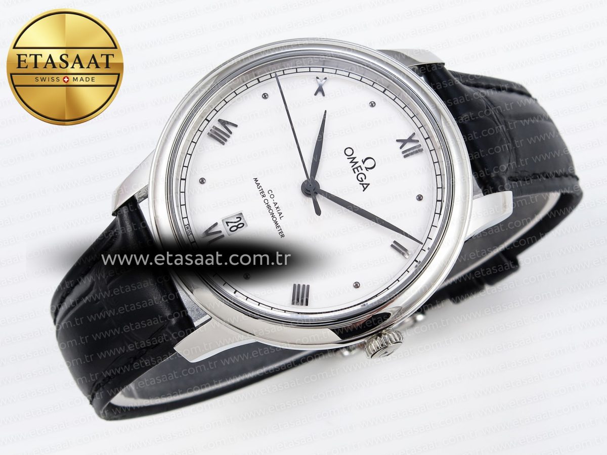 Omega De Ville Date White On Black Leather Strap A8800 - Görsel 7