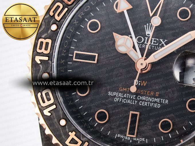 GMT Carbon DIWF Best Edition Black Carbon Dial RG Markers on Black Nylon Strap SA3186 CHS - Görsel 10