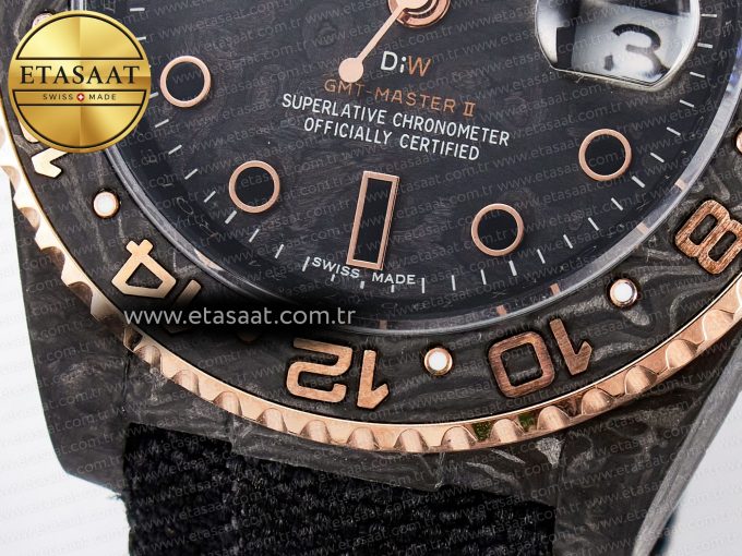 GMT Carbon DIWF Best Edition Black Carbon Dial RG Markers on Black Nylon Strap SA3186 CHS - Görsel 13