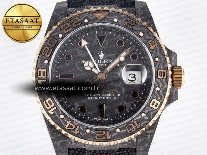GMT Carbon DIWF Best Edition Black Carbon Dial RG Markers on Black Nylon Strap SA3186 CHS - Görsel 4