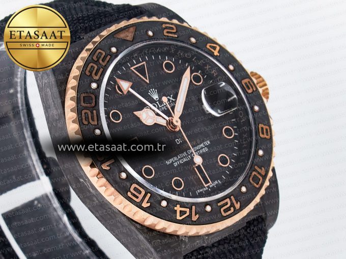 GMT Carbon DIWF Best Edition Black Carbon Dial RG Markers on Black Nylon Strap SA3186 CHS - Görsel 5