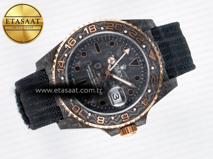 GMT Carbon DIWF Best Edition Black Carbon Dial RG Markers on Black Nylon Strap SA3186 CHS - Görsel 8