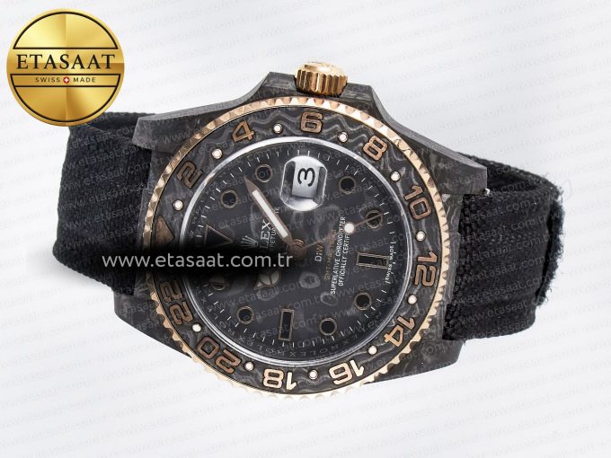 GMT Carbon DIWF Best Edition Black Carbon Dial RG Markers on Black Nylon Strap SA3186 CHS - Görsel 9