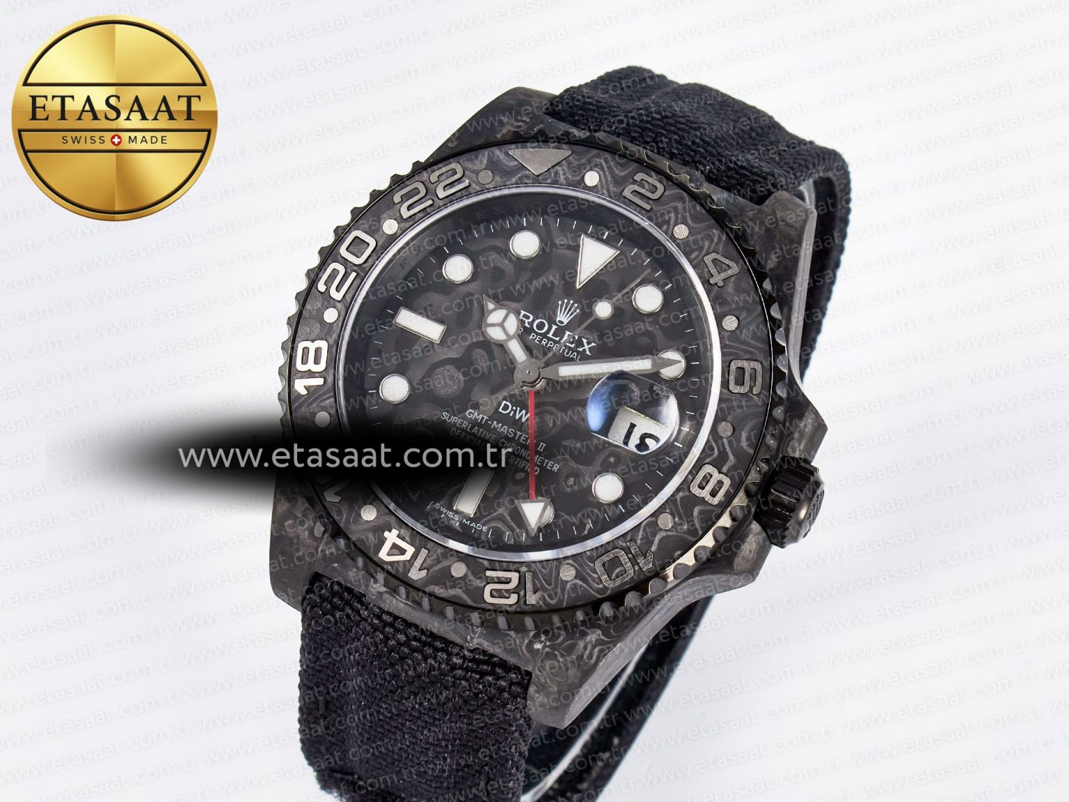 GMT Carbon DIWF Best Edition Black Carbon Dial SS Markers on Black Nylon Strap SA3285 CHS V2 - Görsel 1