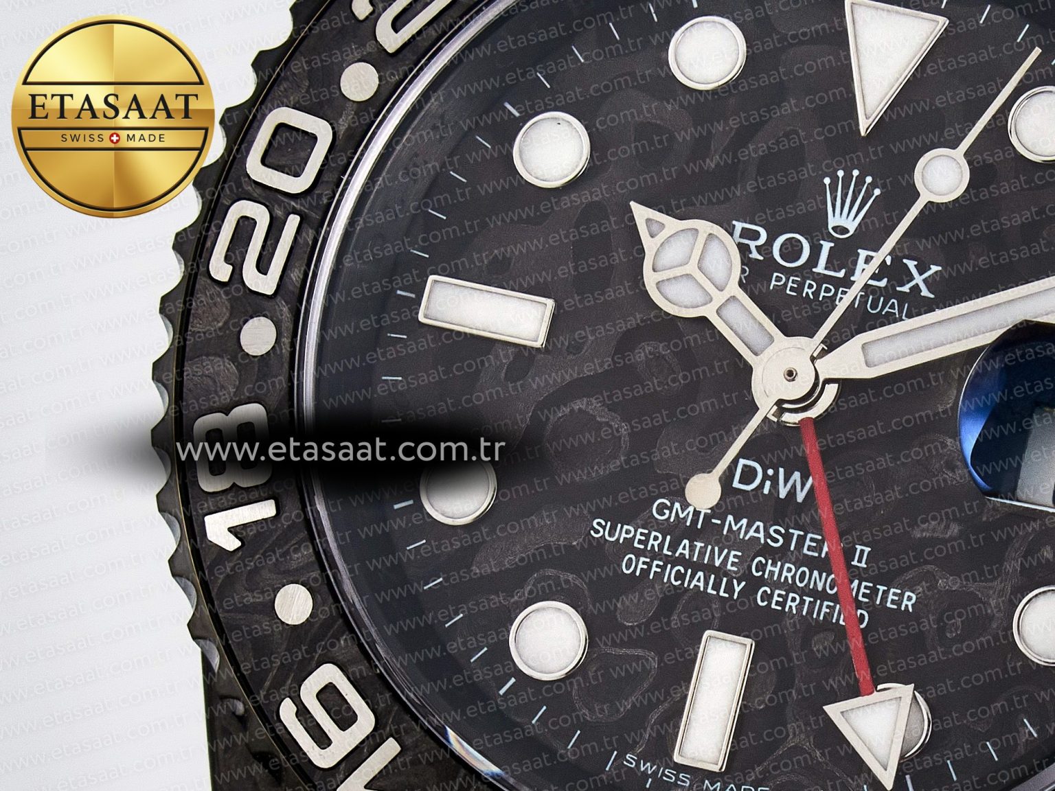 GMT Carbon DIWF Best Edition Black Carbon Dial SS Markers on Black Nylon Strap SA3285 CHS V2 - Görsel 10