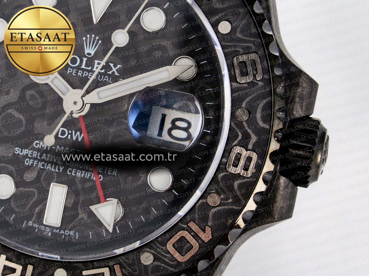 GMT Carbon DIWF Best Edition Black Carbon Dial SS Markers on Black Nylon Strap SA3285 CHS V2 - Görsel 12