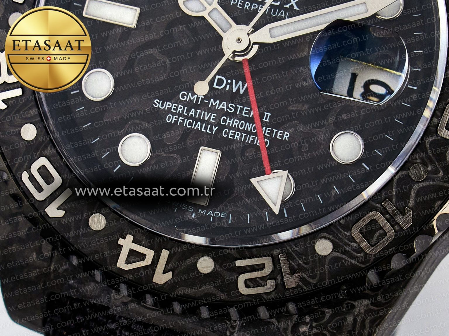 GMT Carbon DIWF Best Edition Black Carbon Dial SS Markers on Black Nylon Strap SA3285 CHS V2 - Görsel 13