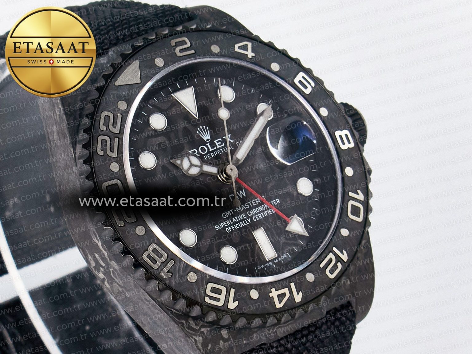 GMT Carbon DIWF Best Edition Black Carbon Dial SS Markers on Black Nylon Strap SA3285 CHS V2 - Görsel 5