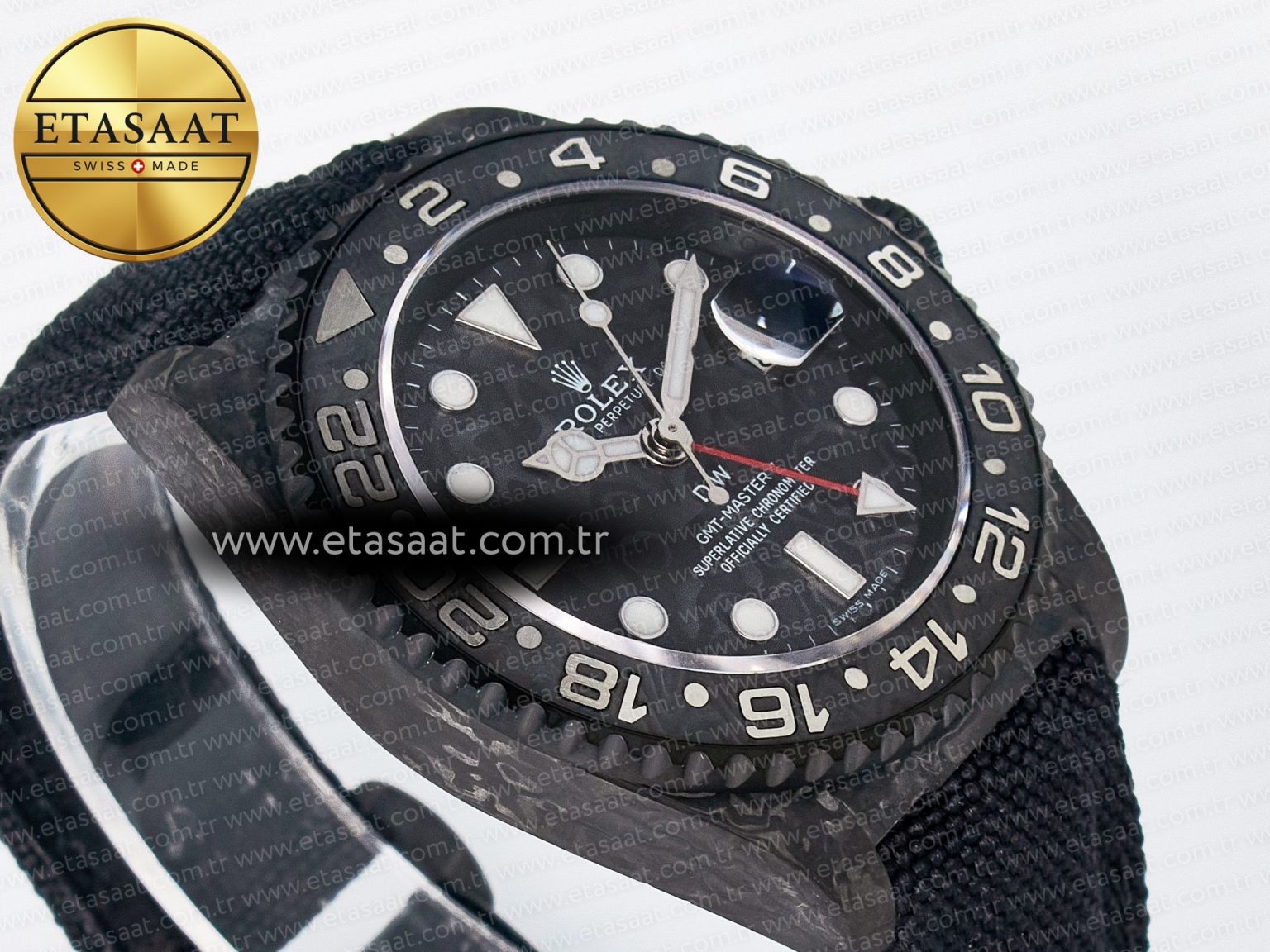 GMT Carbon DIWF Best Edition Black Carbon Dial SS Markers on Black Nylon Strap SA3285 CHS V2 - Görsel 7