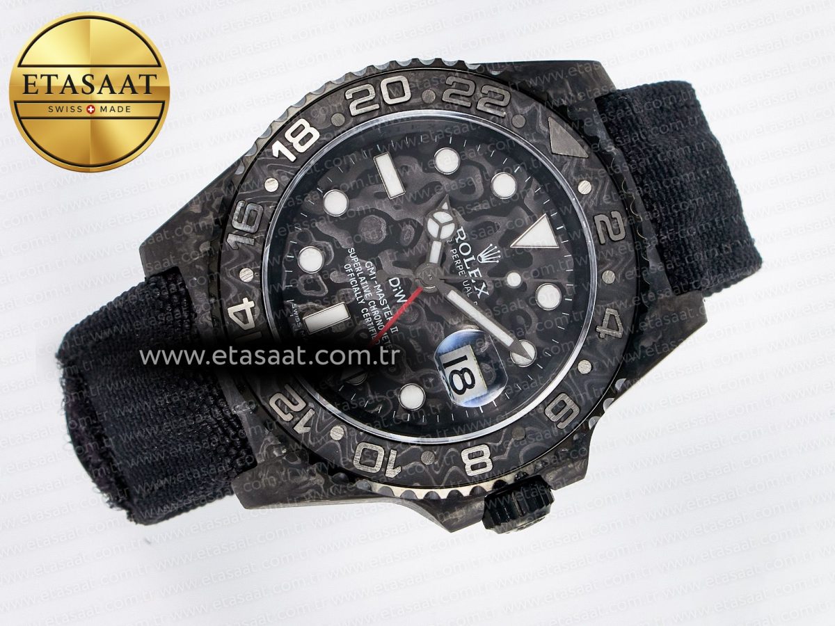 GMT Carbon DIWF Best Edition Black Carbon Dial SS Markers on Black Nylon Strap SA3285 CHS V2 - Görsel 8