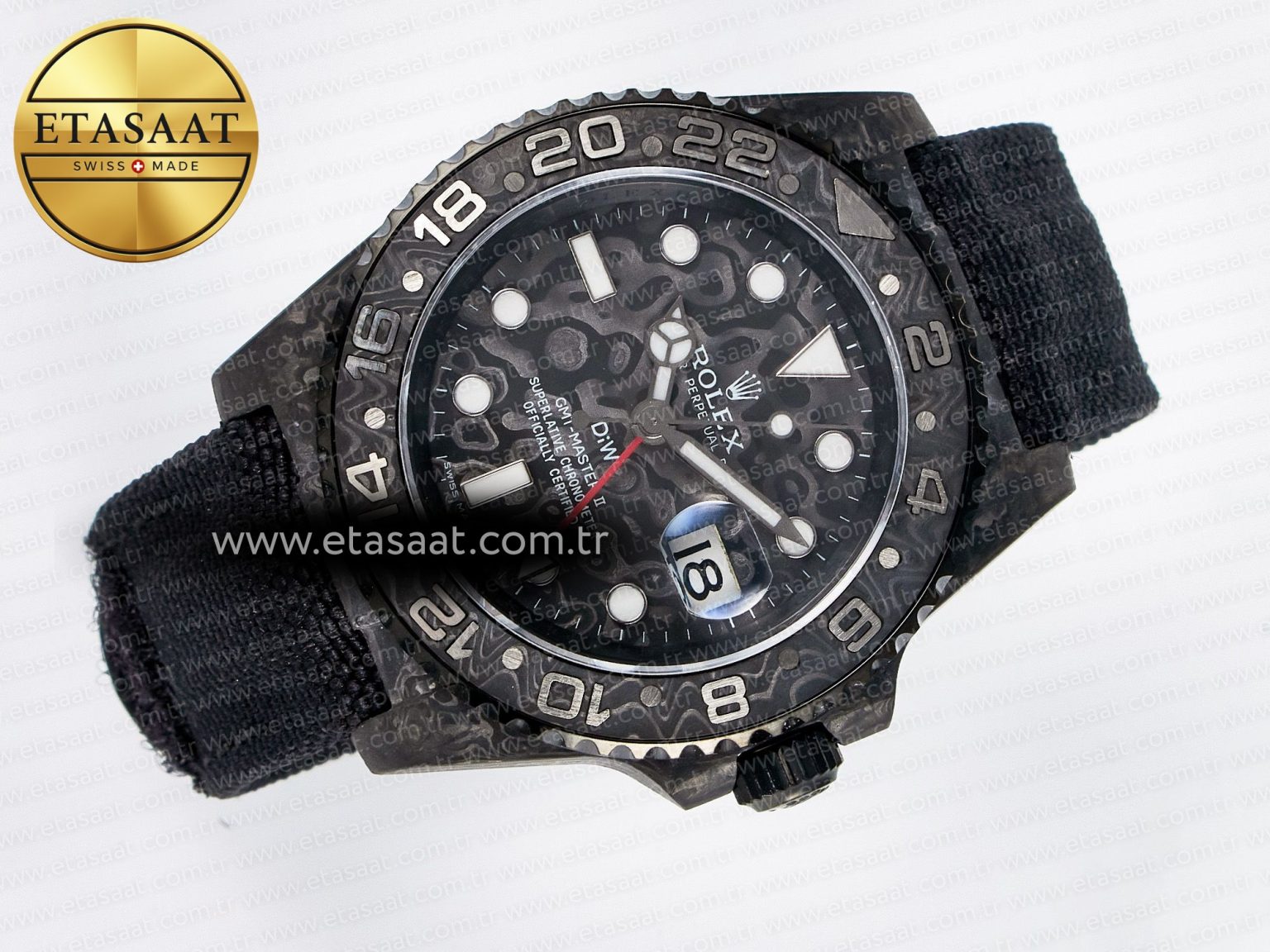 GMT Carbon DIWF Best Edition Black Carbon Dial SS Markers on Black Nylon Strap SA3285 CHS V2 - Görsel 8