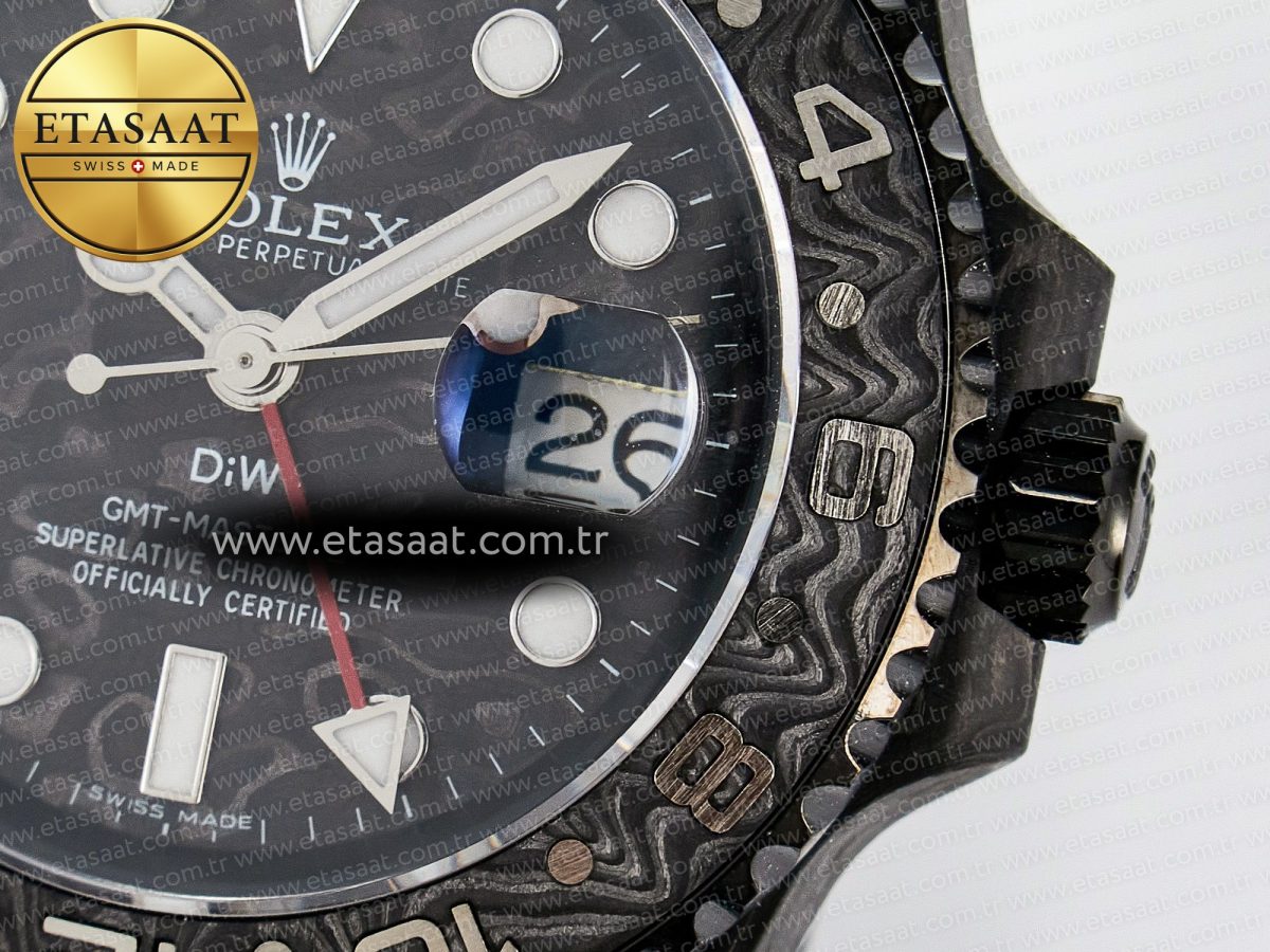 GMT Carbon DIWF Best Edition Black Carbon Dial SS Markers on White Nylon Strap SA3285 CHS V2 - Görsel 12