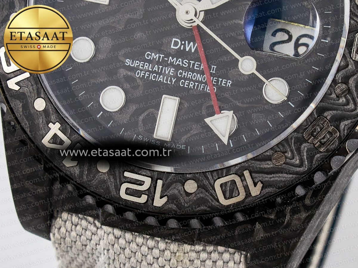 GMT Carbon DIWF Best Edition Black Carbon Dial SS Markers on White Nylon Strap SA3285 CHS V2 - Görsel 13