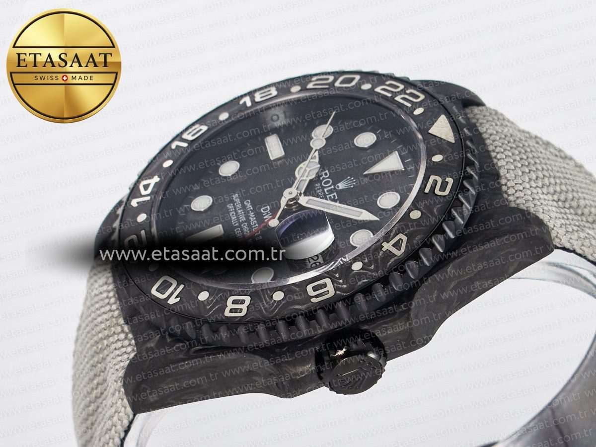 GMT Carbon DIWF Best Edition Black Carbon Dial SS Markers on White Nylon Strap SA3285 CHS V2 - Görsel 6