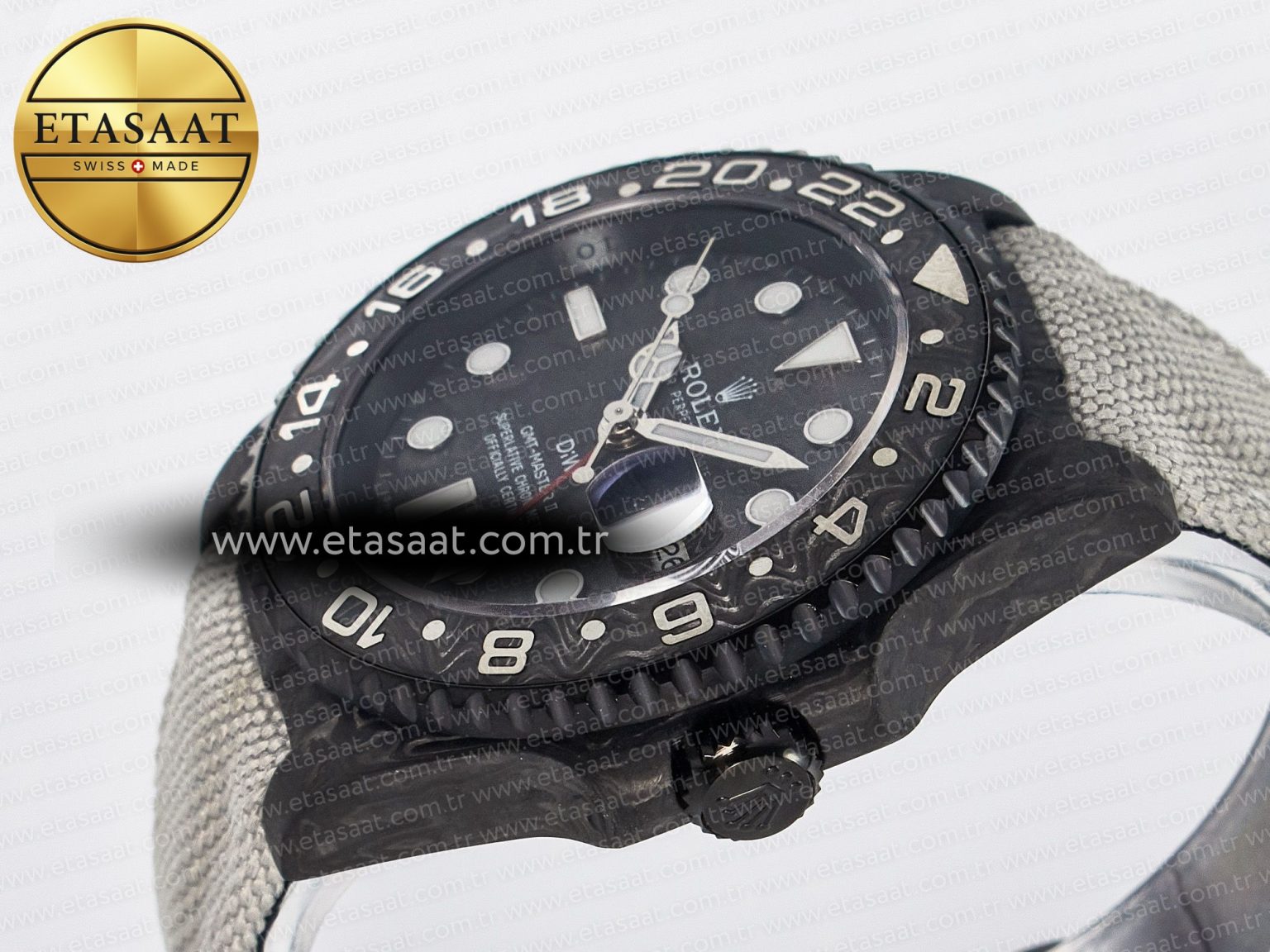 GMT Carbon DIWF Best Edition Black Carbon Dial SS Markers on White Nylon Strap SA3285 CHS V2 - Görsel 6
