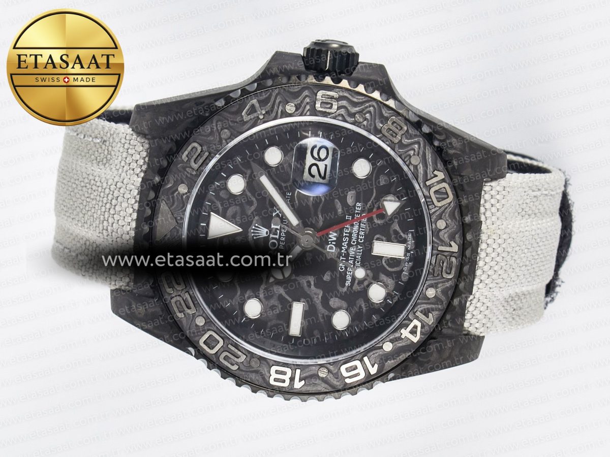 GMT Carbon DIWF Best Edition Black Carbon Dial SS Markers on White Nylon Strap SA3285 CHS V2 - Görsel 9