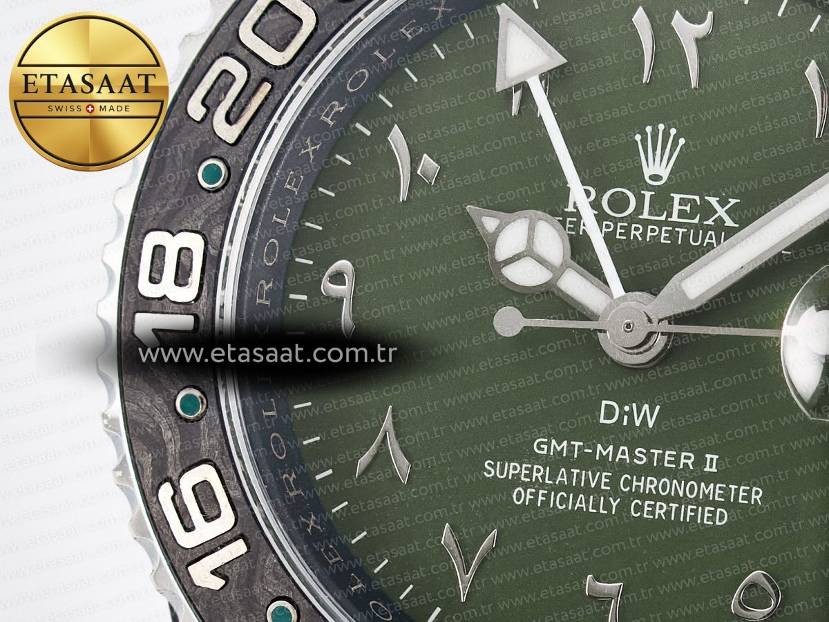 GMT Carbon DIWF Best Edition Green Arabic Dial on Green Nylon Strap SA3186 CHS - Görsel 10