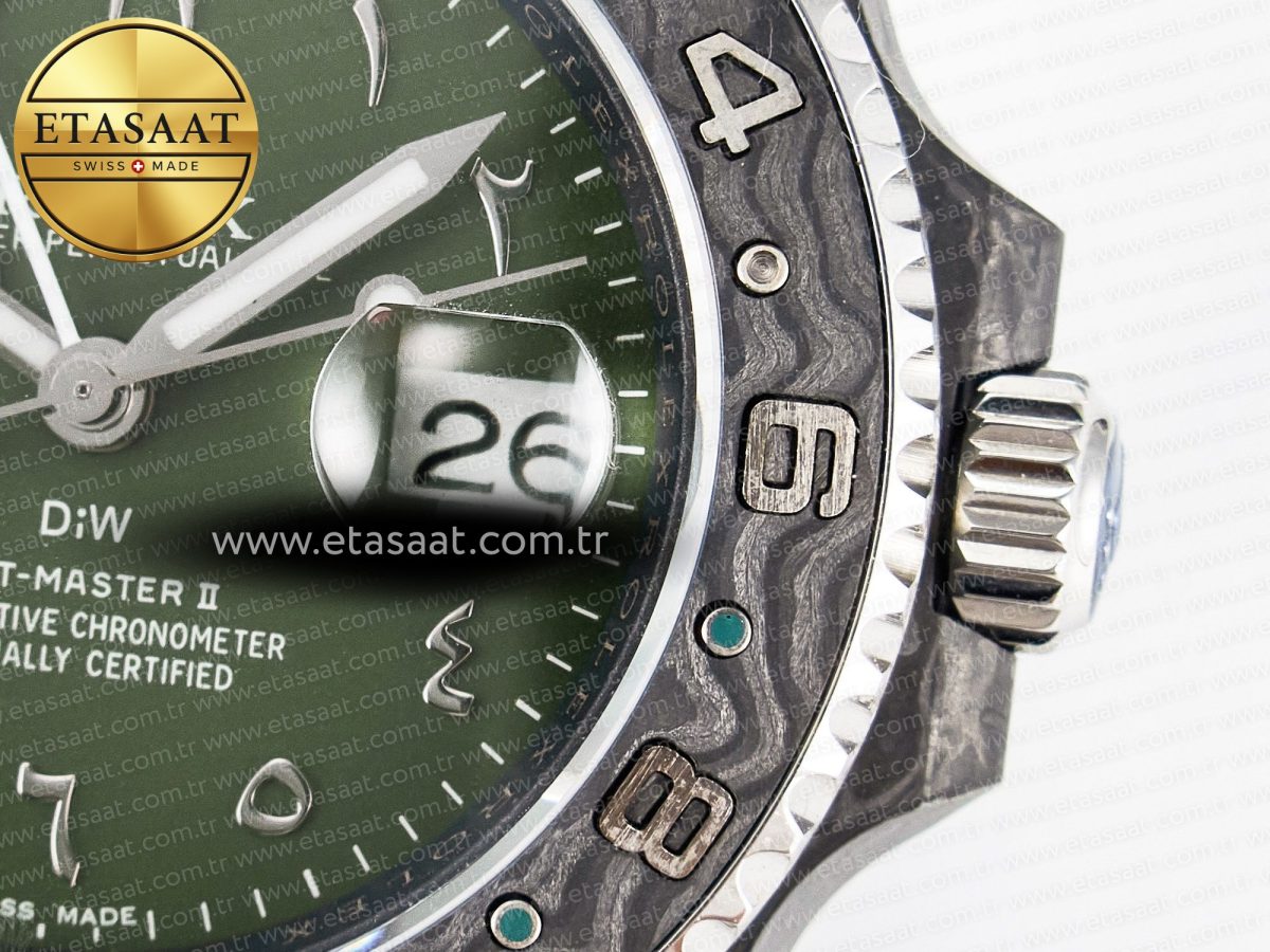 GMT Carbon DIWF Best Edition Green Arabic Dial on Green Nylon Strap SA3186 CHS - Görsel 12