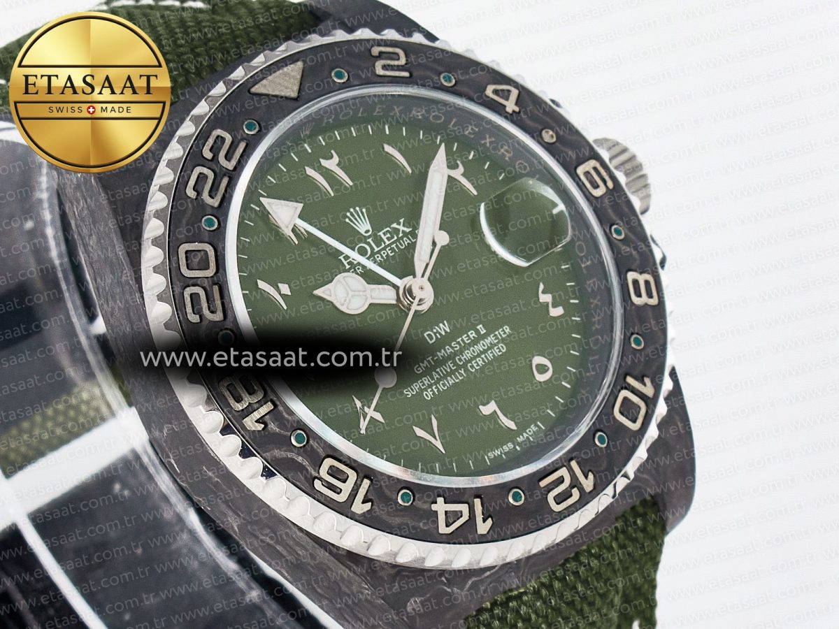 GMT Carbon DIWF Best Edition Green Arabic Dial on Green Nylon Strap SA3186 CHS - Görsel 5