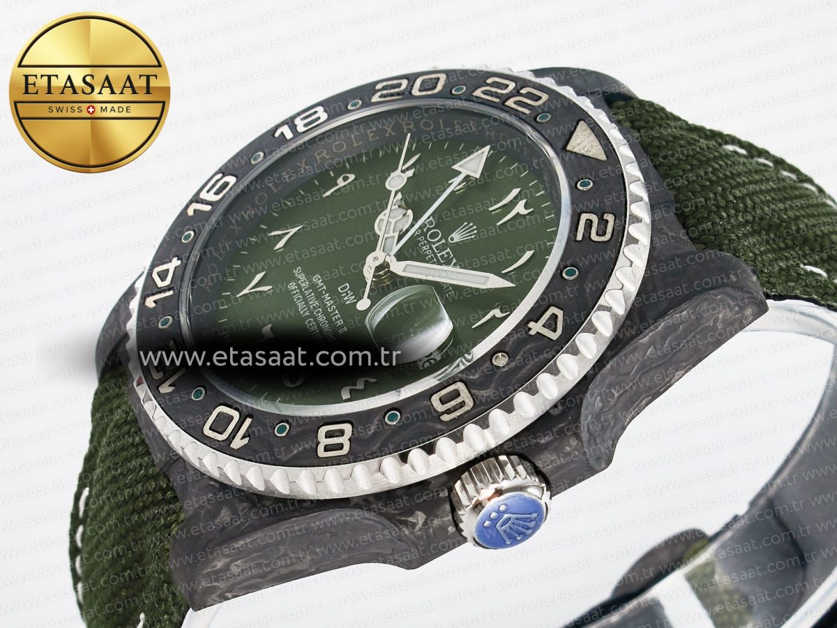 GMT Carbon DIWF Best Edition Green Arabic Dial on Green Nylon Strap SA3186 CHS - Görsel 6