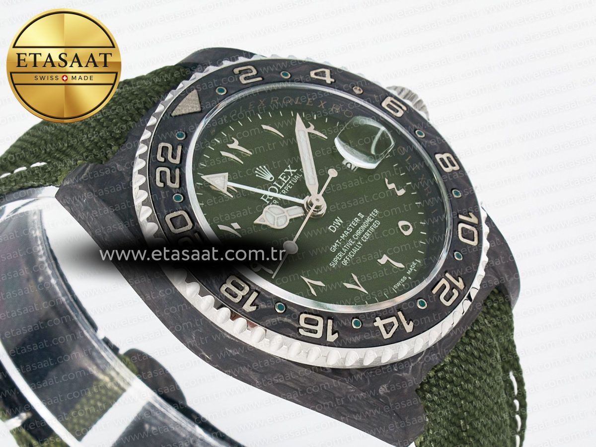 GMT Carbon DIWF Best Edition Green Arabic Dial on Green Nylon Strap SA3186 CHS - Görsel 7
