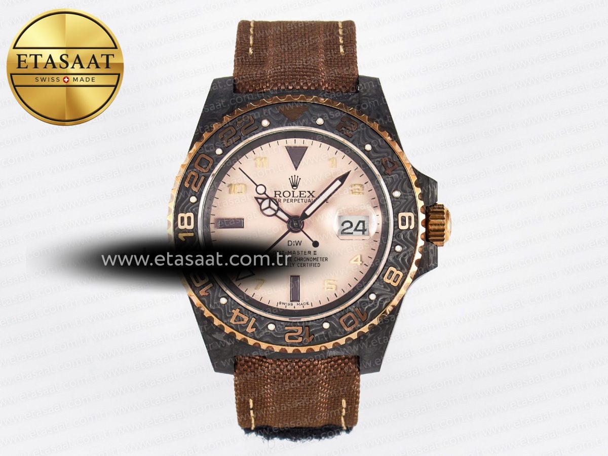 GMT Carbon DIWF Best Edition Yellow Roman Dial on Brown Nylon Strap SA3285 CHS V2 - Görsel 3