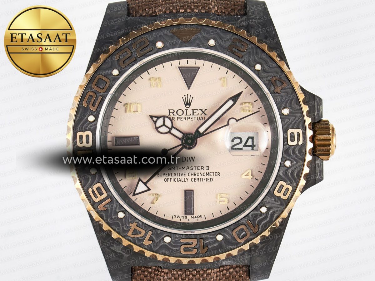 GMT Carbon DIWF Best Edition Yellow Roman Dial on Brown Nylon Strap SA3285 CHS V2 - Görsel 4