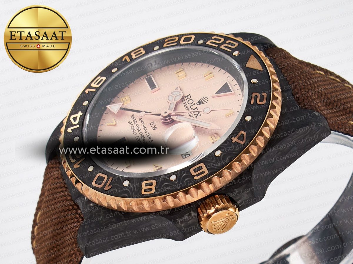 GMT Carbon DIWF Best Edition Yellow Roman Dial on Brown Nylon Strap SA3285 CHS V2 - Görsel 6