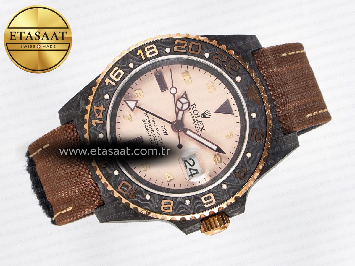 GMT Carbon DIWF Best Edition Yellow Roman Dial on Brown Nylon Strap SA3285 CHS V2 - Görsel 8