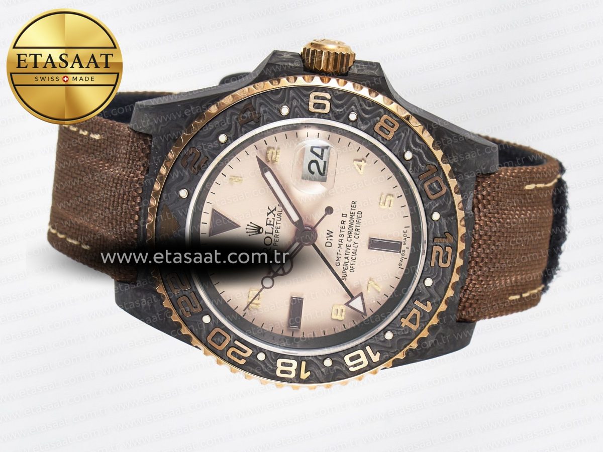 GMT Carbon DIWF Best Edition Yellow Roman Dial on Brown Nylon Strap SA3285 CHS V2 - Görsel 9