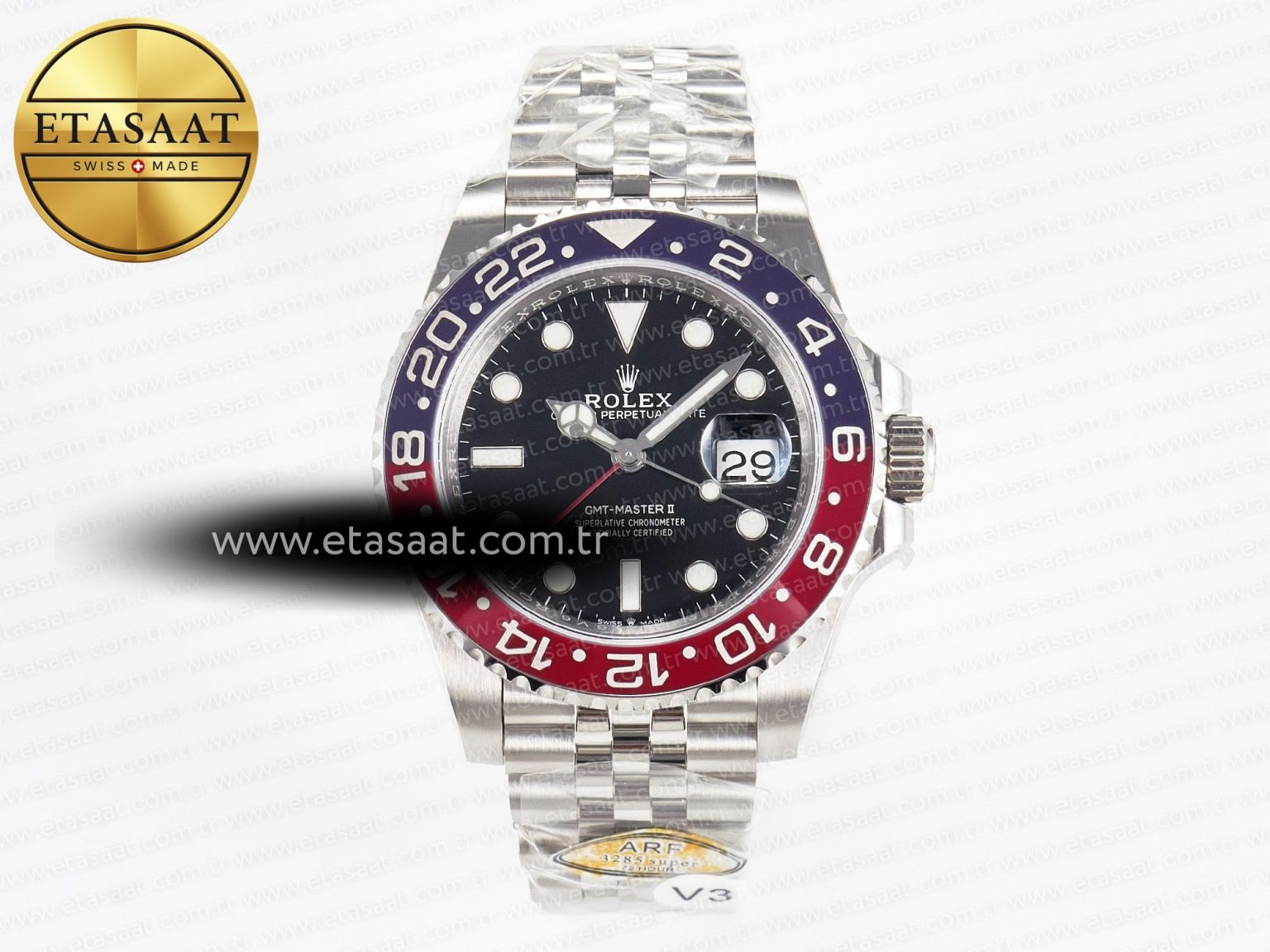 GMT-Master II 126710 BLRO Blue/Red Ceramic 904L ARF 1:1 Best Edition on Jubilee Bracelet SH3285 V3 - Görsel 3