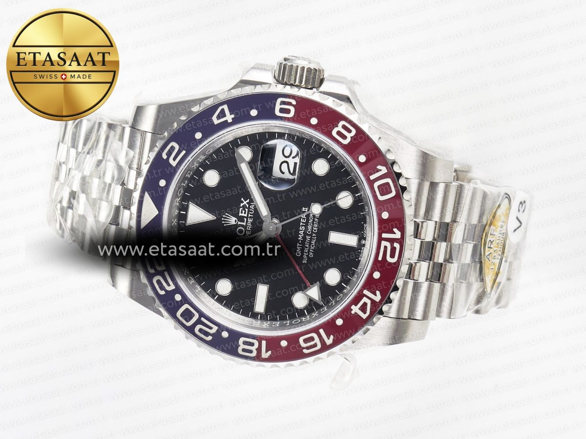 GMT-Master II 126710 BLRO Blue/Red Ceramic 904L ARF 1:1 Best Edition on Jubilee Bracelet SH3285 V3 - Görsel 8