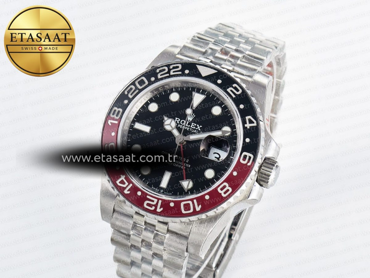 GMT-Master II 126710 LNRO Black/Red Ceramic GMF 1:1 Best Edition on Black Dial on SS Jubilee Bracelet Super Clone VR3285 CHS (Gain Weight) - Görsel 2